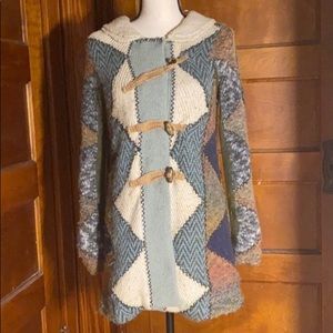 Anthropologie patchwork sweater coat